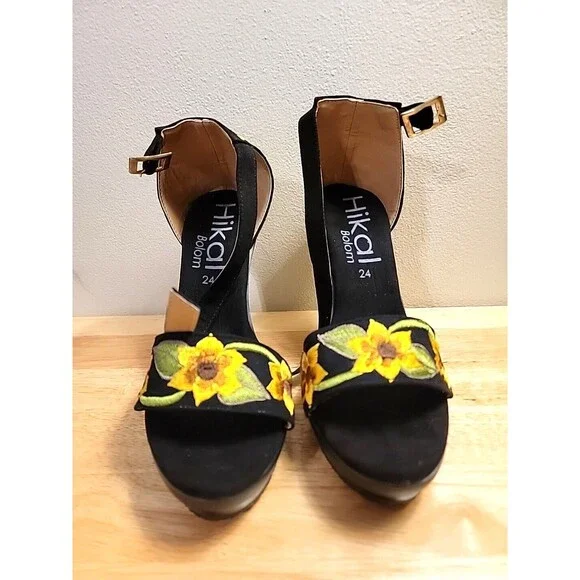 NWOB Hikal Bolom Handmade Floral Embroidered Stiletto Heels From Mexico Sz 7 US - Picture 2 of 12